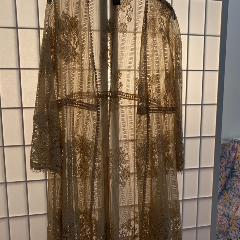 Miss Chievous Lace Duster Mid-Length Flare Sleeve - Picture 2 of 5